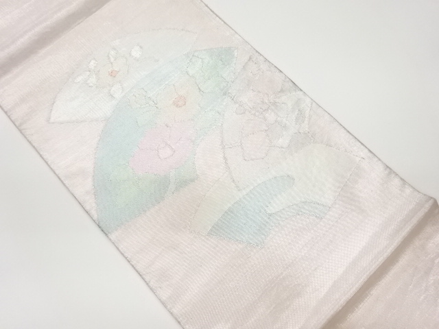 JAPANESE KIMONO / VINTAGE FUKURO OBI / WOVEN CAMELLIA & JIGAMI PATTERN